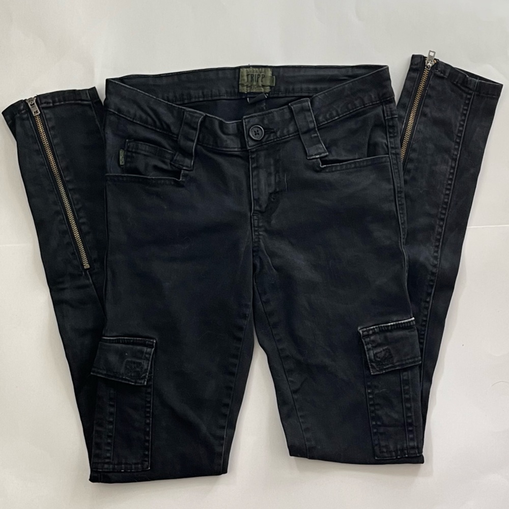 💀TRIPP💀 Black Skinny Pants with Zippers, Distressed, Goth